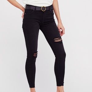 Free People “Shark Bite” Denim Black Jeans